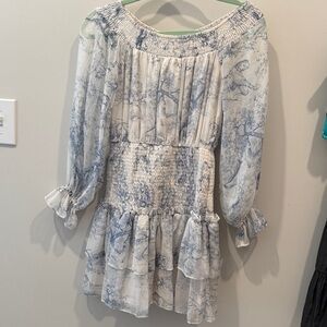 TCEC White and Blue Smocked Dress